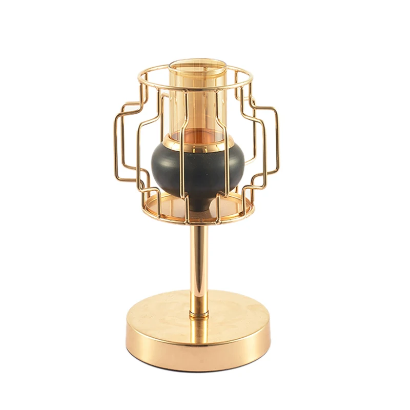 Fashion-Iron Candle Holder Round Table Golden Candlestick for Party Wedding Ornament Gold Candle Holder