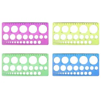 

1pcs Length 20cm * Width 10.5cm Green Plastic Students Rectangle Shape Great Circle Template Ruler Simple Paper Ttemplate Random