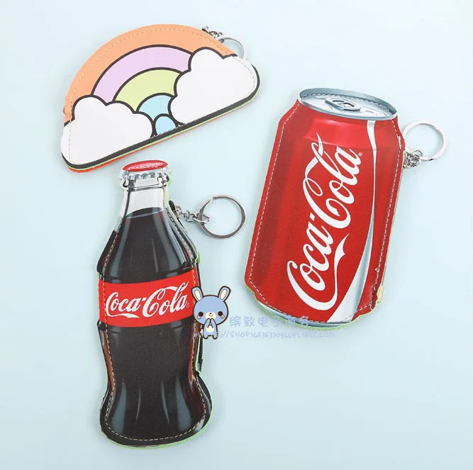 

Korean-style Cute Purse Coke Beverage Cans Beer Modeling Coin Bag Pu Bus Pass Bag Keychain Pendant