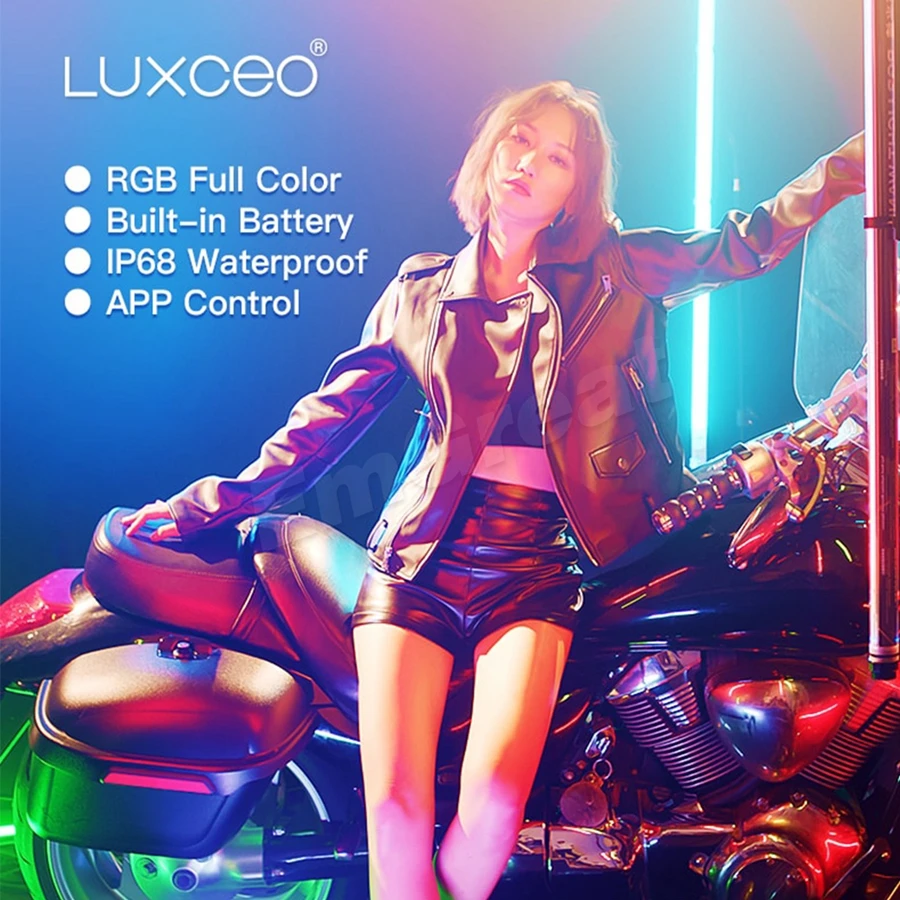 US $180.00 LUXCEO P120 Waterproof RGB LED Video Light Wand 120cm IP68 CRI 95 With Battery Remote Control For Photographers Cinematographer