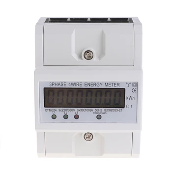 

Three Phase Four Wire LCD Digital Display Wattmeter Power Consumption Energy Meter kWh AC 230V 50-60Hz Electric Din Rail