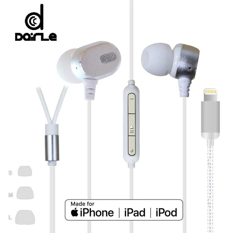 Fone de Ouvido Digital para Iphone x com Fio de Som Wired Iluminação Intra-auriculares 7p 8 8p Plus Iphone Estéreo Mfi 7