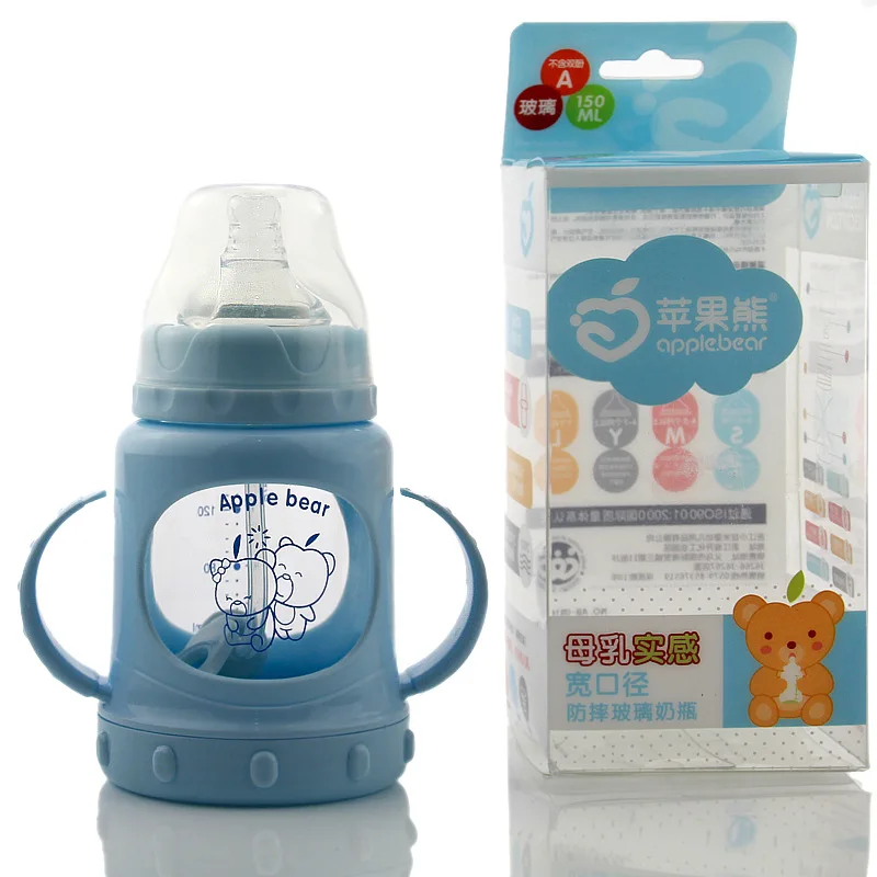 

Apple bear Weaning Useful Product Infants Wide Aperture BABY'S Feeding Bottle Shatter-resistant Glass Baby Feeding Bottle 150 Ml