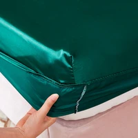 Satin Rayon Fitted Sheet Solid Color Mattress Cover With Elastic Band Bed Sheet High-End Home Hotel Bedding Fit Sheet 5