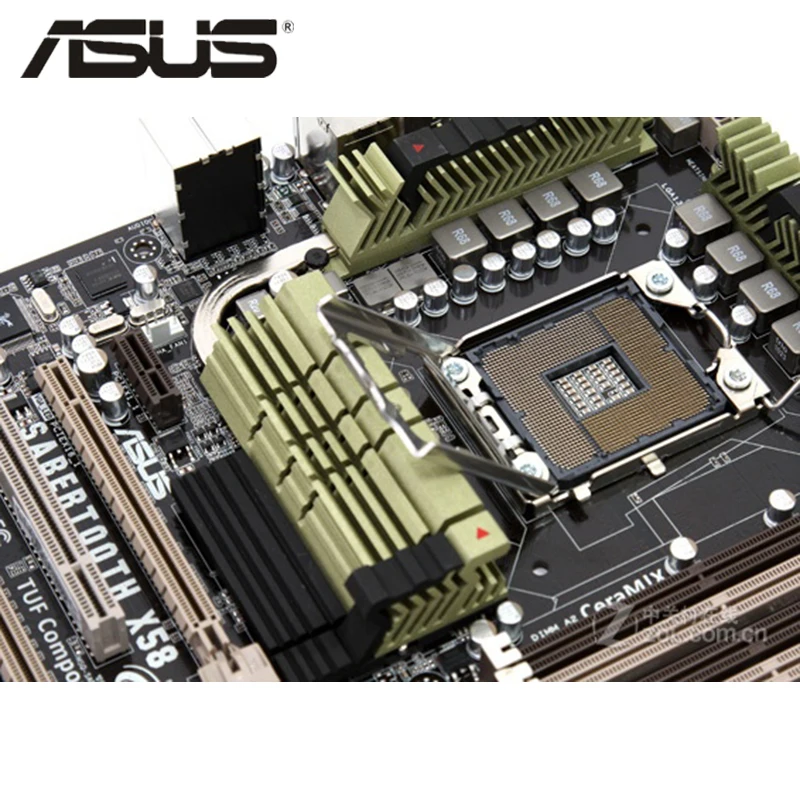 Оригинальная материнская плата ASUS SaberTooth X58 1866 МГц 1600 6 x DDR3 LGA 1366 материнская плата по стандарту ATX 24 ГБ PCI-E X16 для настольного компьютера