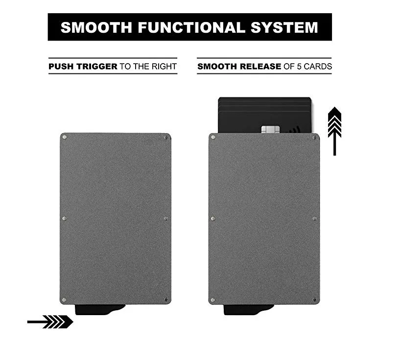 

Hot Selling RFID Shielded Cassette Aluminum Box Banknote Card Clamp Low Push Metal Card Bag