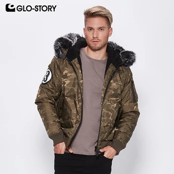 

GLO-STORY Fashion 2020 Men's Camouflage Winter Jacket With Faux Fur Hooded Thick Winter Coats Male MMA-6866