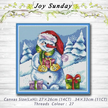 

The Snowman's Christmas Gift decor painting 14CT 11CT counted cross stitch kits embroidery sets Needlework Sets Home decor