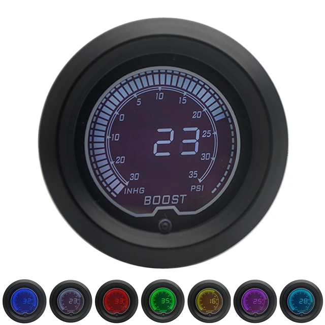 Jauge de température d'eau de voiture universelle, jauge de température d' eau Turbo Boost, affichage numérique LED LCD, 7 documents, 2 pouces, 52mm -  AliExpress