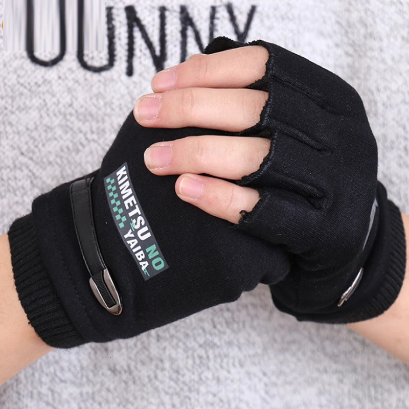 Аниме Demon Slayer Kimetsu No Yaiba Tanjiro Kamado косплей костюм аксессуары черные зимние теплые перчатки ручная одежда для женщин CS016
