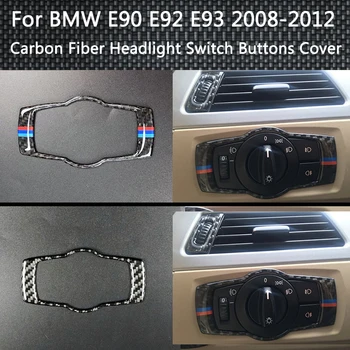 

For BMW E90 E92 E93 3 Series 2005-2012 Interior Carbon Fiber Headlight Switch Buttons Cover Trim Car Styling Sticker Accessories