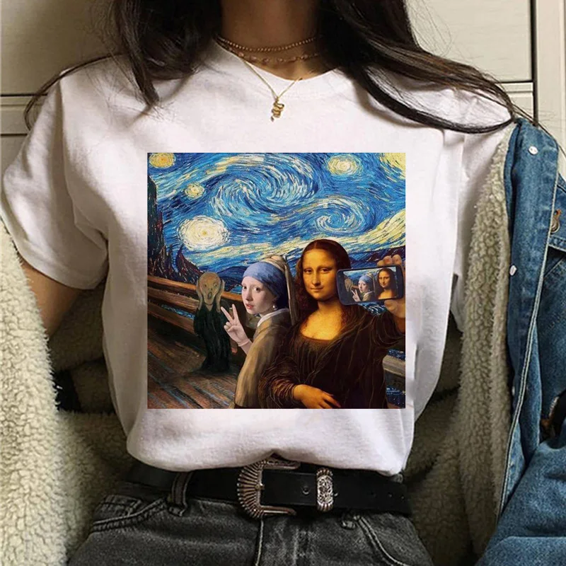 Mona lisa Футболка Harajuku Женская 90s забавная Винтажная Футболка Ullzang с графическим рисунком футболка корейский стиль футболки женские эстетические