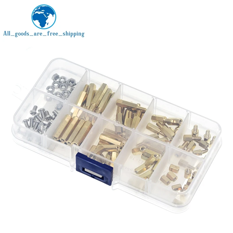 TZT 120Pcs M3 Brass Standoff Spacer PCB Board Hex Screws Nut Assortment Kit Female-Female Spacers Male-Female Spacers