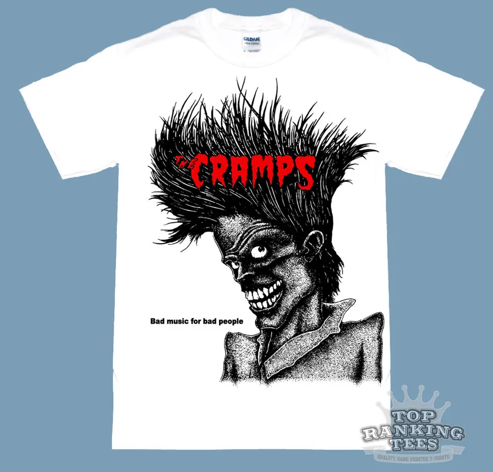 Футболка cramps BAD MUSIC для плохих людей белый Панк Psychobilly GOTH | Мужская одежда