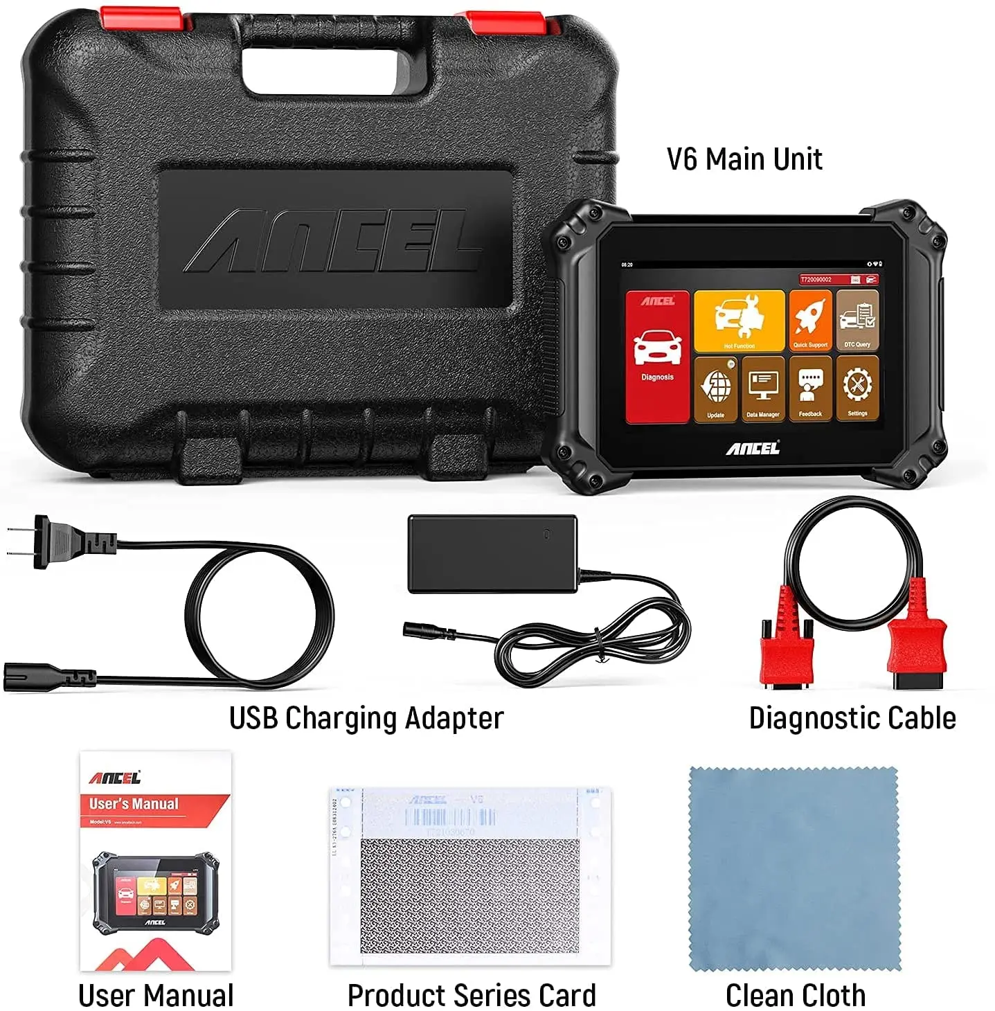 Ancel V6 OBD2 Diagnostic Scanner Professional Full System Car Diagnostic Tool DPF ABS Oil IMMO Reset OBD 2 Automotive Scanner Cylinder Stethoscope