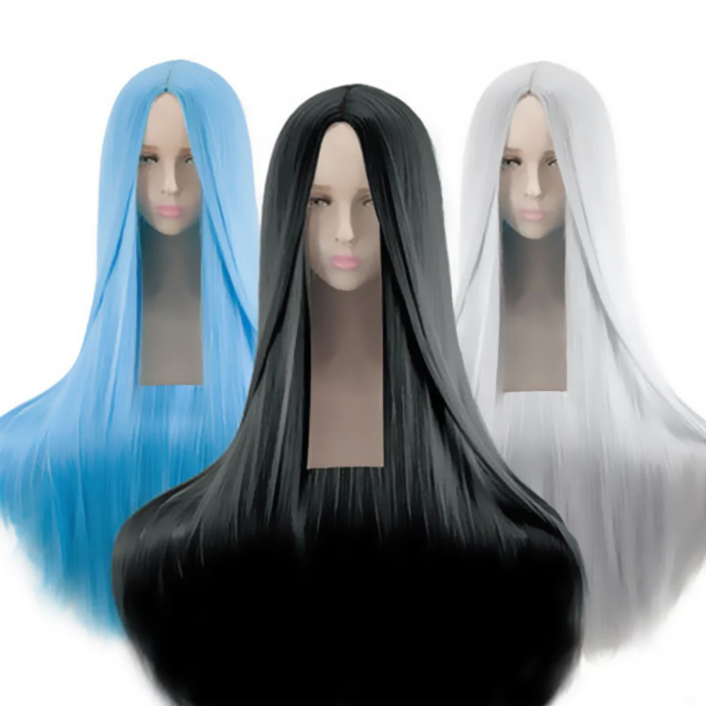 Prix Xnaira 20 couleur 38   perruques Cosplay longues droites sans frange perruque Lolita rose vert synthétique facile à assortir perruques de fête d anime pour Wome