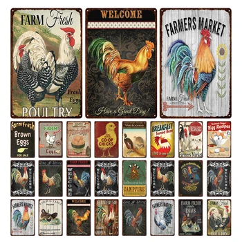 

Farm Chicken Metal Plate Sign Farm Vintage Henhouse Decor Metal Sign Metal Poster Farm Decoration Vintage Wall Stickers Retro Pu