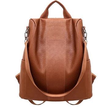

Women's Soft Leather Backpack Large Capacity Simple Personality Casual Wild Anti-Theft Bag Korean Backpack Female 2020 New