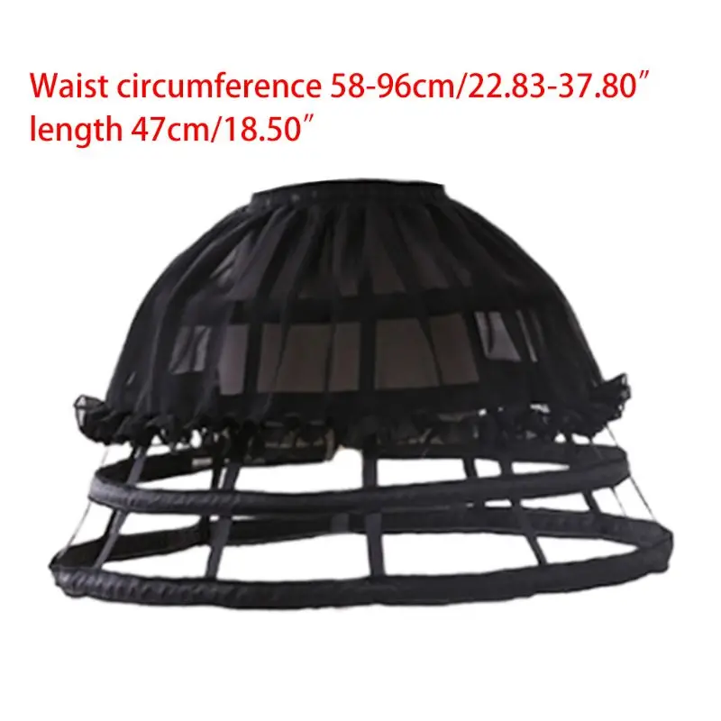 Lolita Petticoat Womens Hollow Out Birdcage 4 Hoops Pleated Ruffles Underskirt petticoat skirt petticoat underskirt