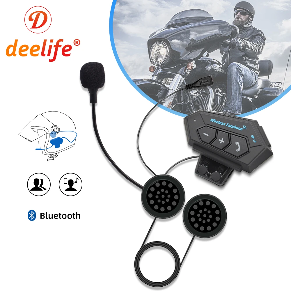 Deelife Bluetooth гарнитура для шлема мотоцикла наушники громкой связи Авто Мото Мотор