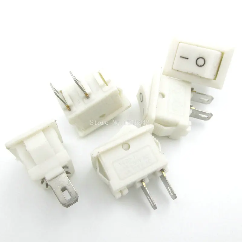 10 шт./лот 10*15 мм SPST 2PIN вкл/выкл перекидной клавишный выключатель 3A/250 В KCD1-101 мини черный красный белый переключатель - Цвет: Белый