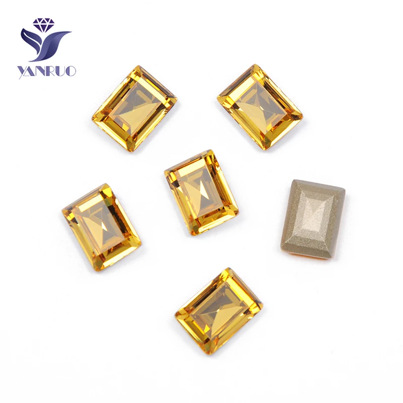 Light Topaz YANRUO 4527 ступенчатая огранка Топ сшитые хрустальные остроконечные стеклянные стразы для шитья страз камни для одежды платья - Цвет: Light Topaz