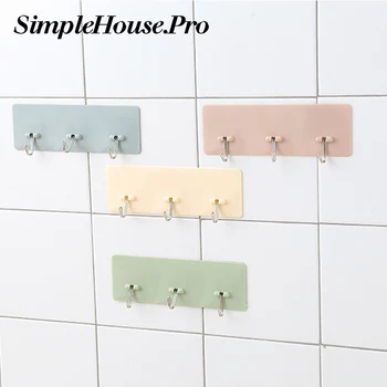 

SH.Pro Bathroom Kitchen Organizer Hanger3 Hooks Shelf Hanger Adhesive Hooks Stick On Wall shelf Hanging Door Clothes Towel Holde