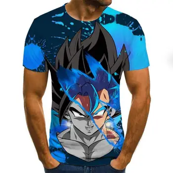 

New Men Short Sleeve O-Neck Casual Super Saiyan Goku Boys Cartoon Tops Tee 2020 3d Printing Dragon Ball Naruto Anime T-Shirt