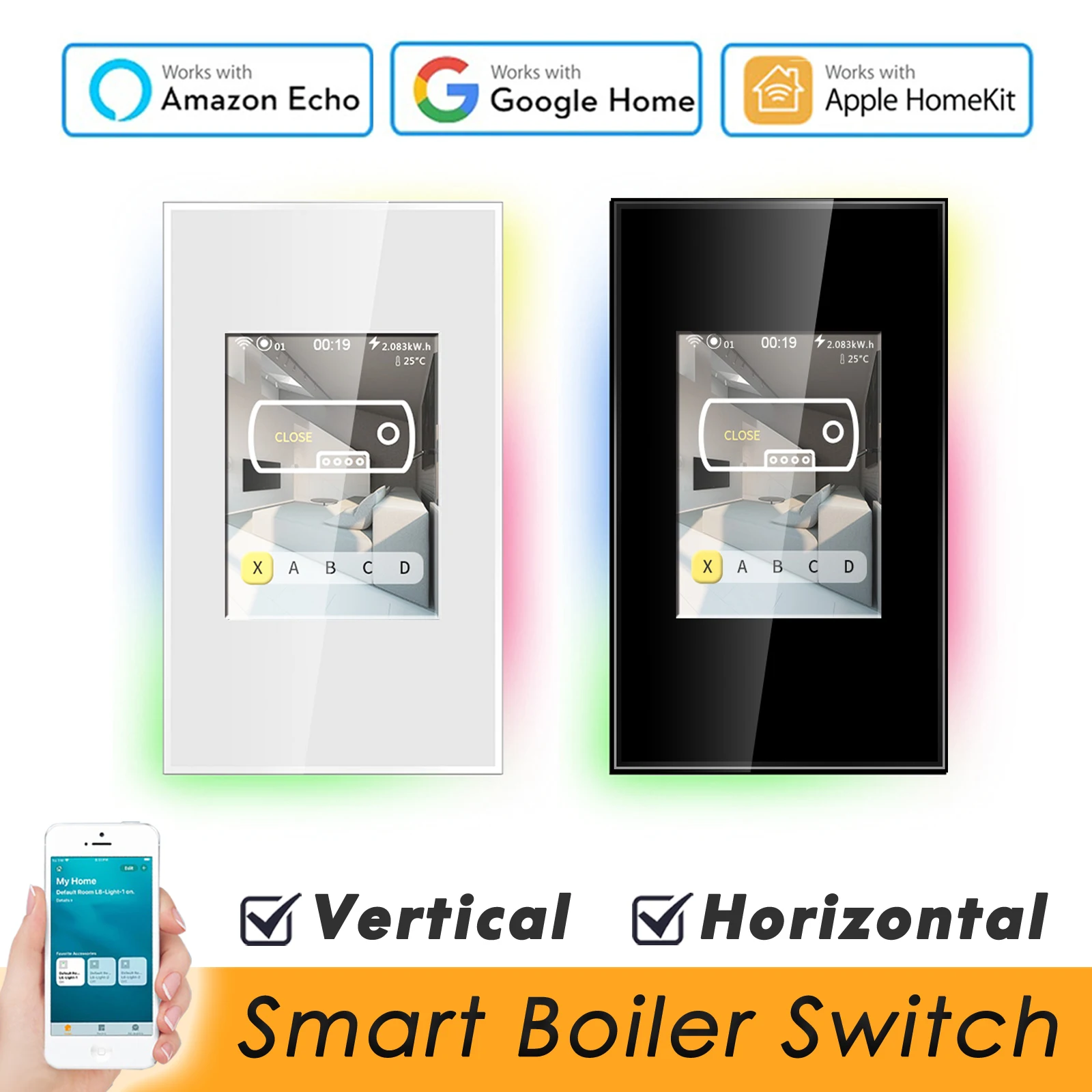 

LCD Smart Wifi Water Heater Boiler Switch 16A Work with Apple Homekit Alexa Google Home Switch for Smart Home US EU UK 110V 220V
