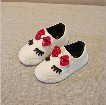 

2020 Spring Autumn Girls Shoes Baby Sneakers Children Casual Shoes Fashion Bow-knot Eyes Leather Non-slip Flat Princess Shoes