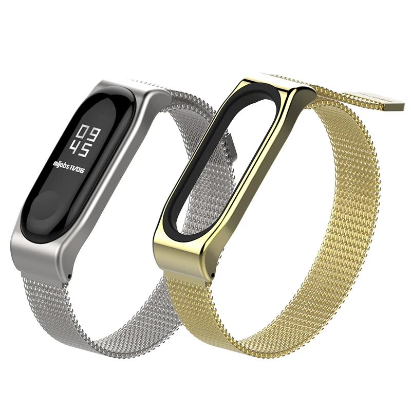 Магнитный ремешок универсальный для xiaomi mi band 3 4 браслет из нержавеющей стали для xiaomi Браслет замена металлический браслет mi band 3