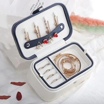 

Jewelry Box High-capacity Ring Earrings Necklace Jewelry Storage Box Cosmetics Beauty Container Storage Double-layer PU Leather