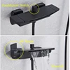 Black Shower Bathtub Faucet Chrome Wall-Mounted Waterfall 90 Ratation Bathroom Shower Set Hot Cold Water Mixer Tap Dual Handle 3