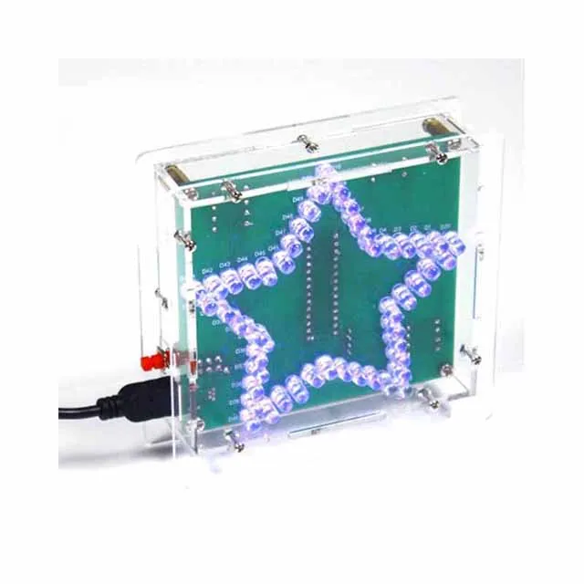 

A23-- Colorful Glittering Five-Pointed Star Water Light LED Kit w/ Acrylic Shell DC 4.5V-5V 1.6mm PCB DIY Holiday Gifts