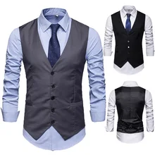 Весенний и осенний мужской деловой жилет, костюм, приталенный, большой размер, однобортный, официальная одежда, жилет, S-7xl