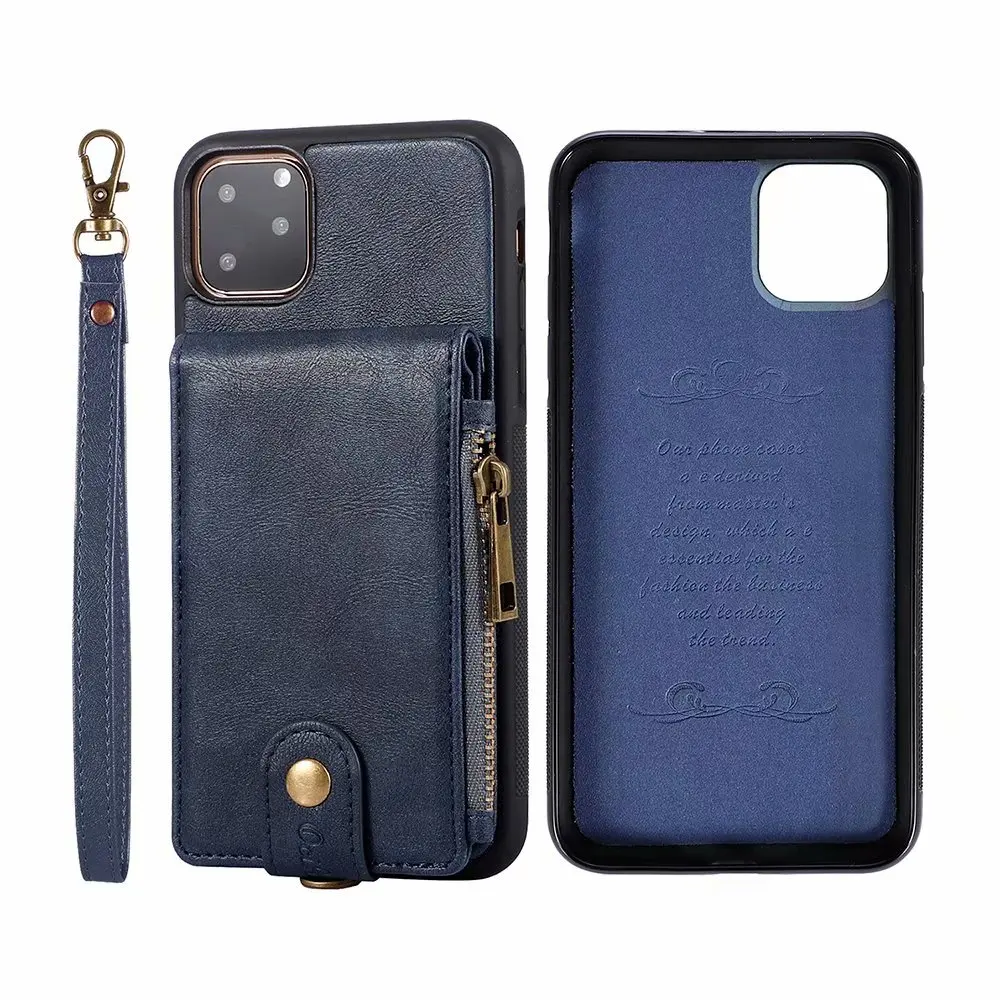 Модный кожаный чехол для телефона держатель для карт кошелек чехол для iphone 6 7 plus/XS MaxXR чехол-подставка s для iphone X XR XS Max - Цвет: Dark blue