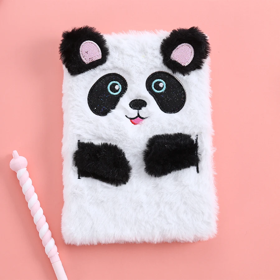 

Student Cute Panda Diary Book School Preppy Style Notebook With Line Cartoon Fur Hardcover Notepad New Lovely Stationery Diary