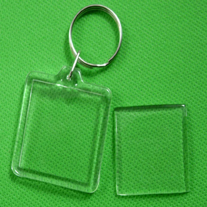 32 Portachiavi Trasparenti In Acrilico Con Inserti Per Foto - 4x5,5 Cm Per Regali Personalizzati
