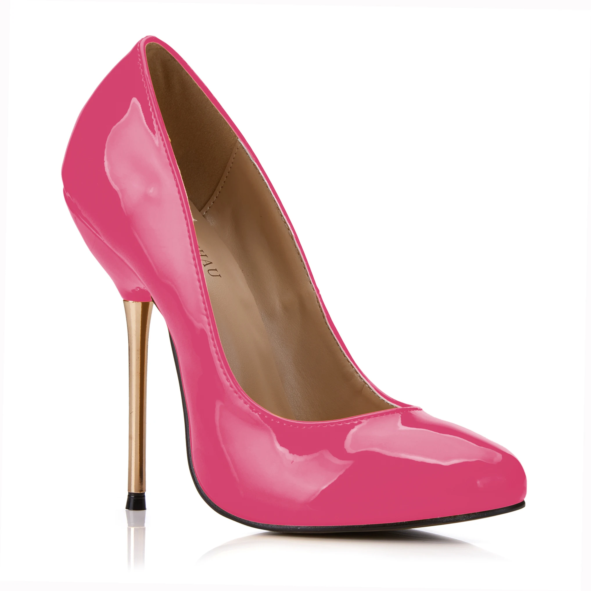 Пикантные вечерние женские туфли-лодочки на металлической шпильке; Zapatos Para Mujer Bombas de Tacon Alto de Aguja Vestido de Fiesta Moda YJ3845-b - Цвет: Pink Patent