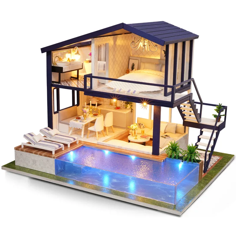 

DIY Hut Assembled Apartment Creative for Making Handmade House Time Model Send Handmade Wood Gift Women's