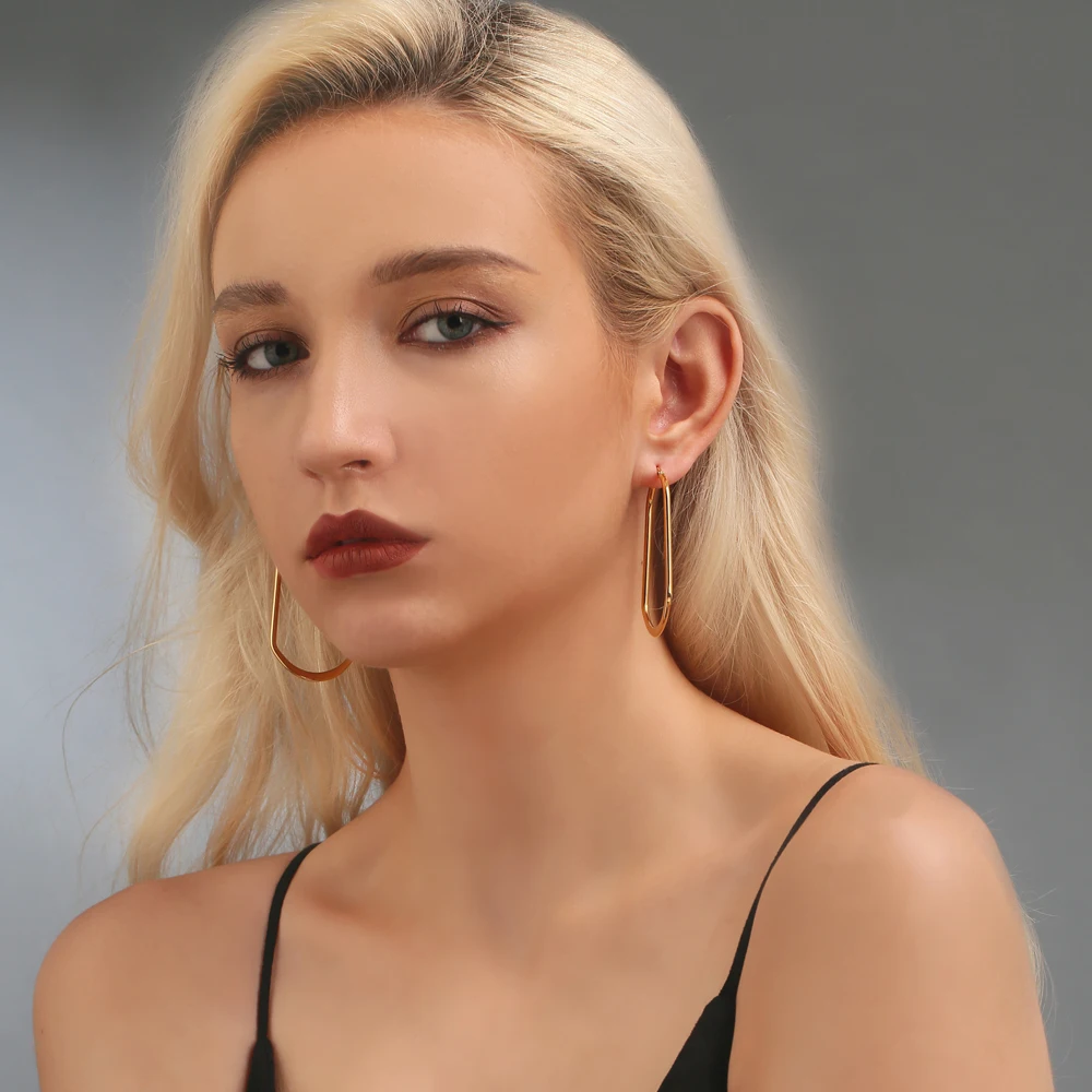 SUPERWEAR большие серьги-кольца для женщин желтое золото цвет неправильный овал крупные серьги массивные панк Модные Ювелирные изделия Подарки