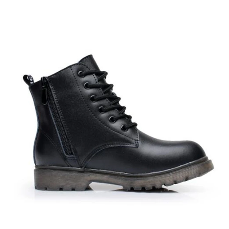 Детские мотоциклетные ботинки из натуральной кожи обувь для мальчиков и девочек