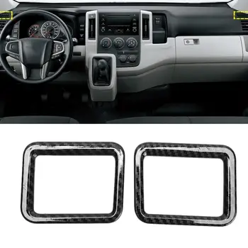 

2Pcs Front Upper Dashboard Side Vent Frame Cover Carbon Fiber Texture Fit for Toyota HiAce 2019 ABS Material