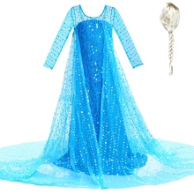 Платье принцессы Эльзы и Эльзы для девочек; детское длинное платье с блестками и накидкой; детское платье Снежной Королевы на Рождество, день рождения, вечеринку; платье для костюмированной вечеринки