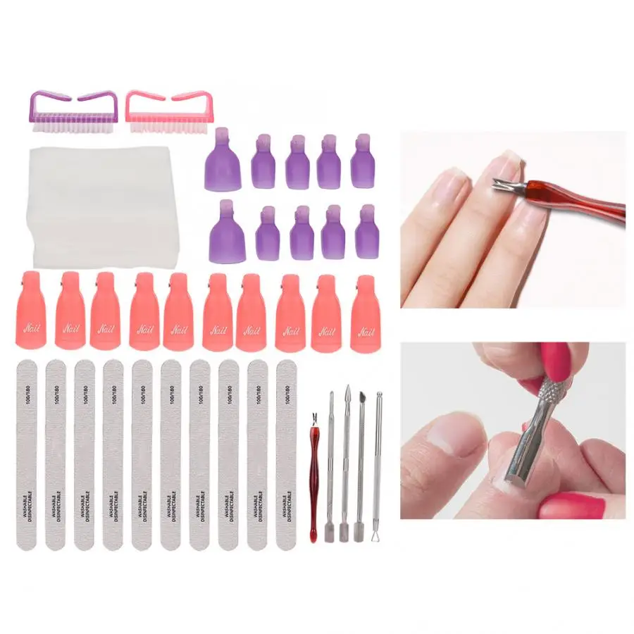 Manicure Set Nail Polish Removal Tool Set Polish Removal Cotton Dead Skin Fork Nail File Manicure Tool Acrylic Nail Kit