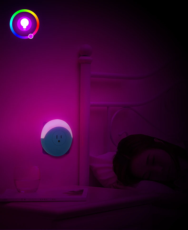Умная розетка RGB US совместима с EHO и GOOGLEHOME и может быть разделена на регулируемые розетки