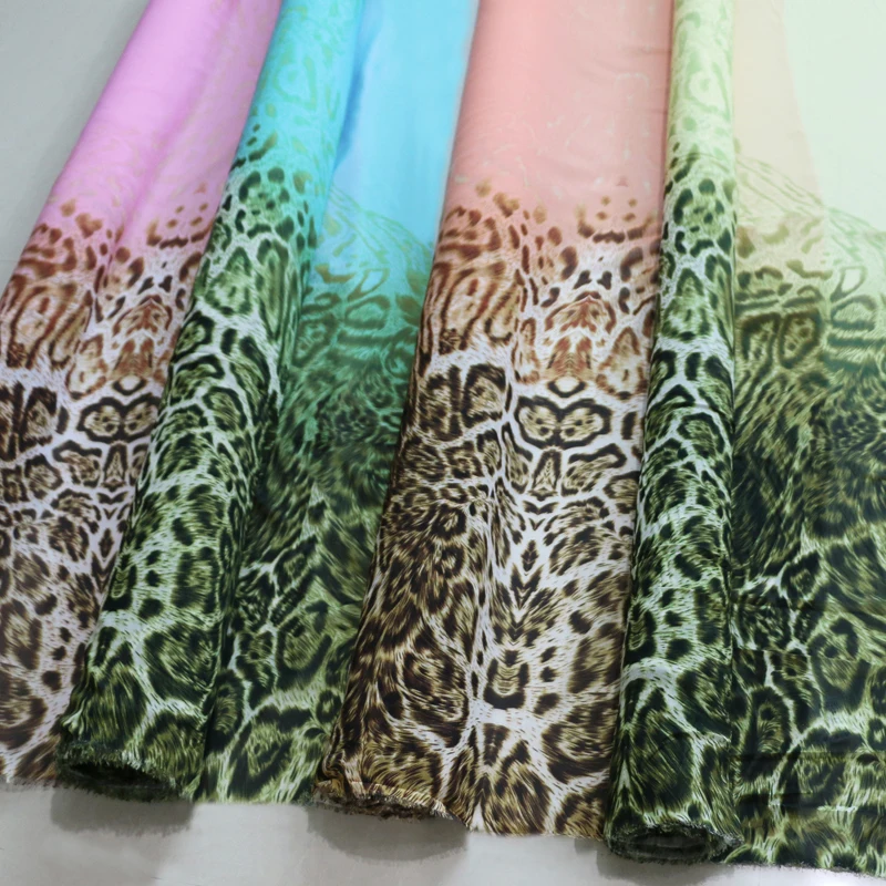 

Africa Leopard Fabric Positional Print Chiffon Material For Wedding Evening Dress
