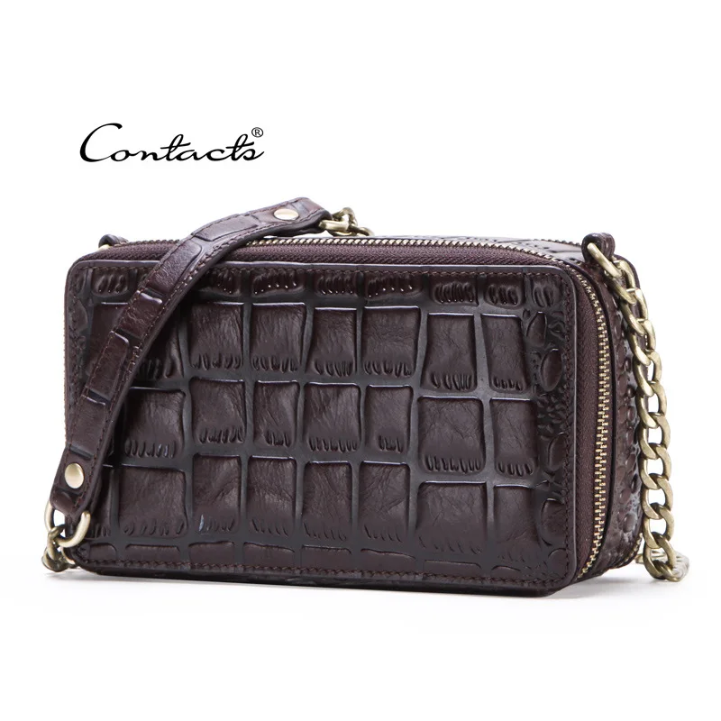 

Black Angel Supply of Goods Fashion Genuine Leather Single-sling Bag for Ladies Crocodile Pattern Leather Cross-body Mobile Phon