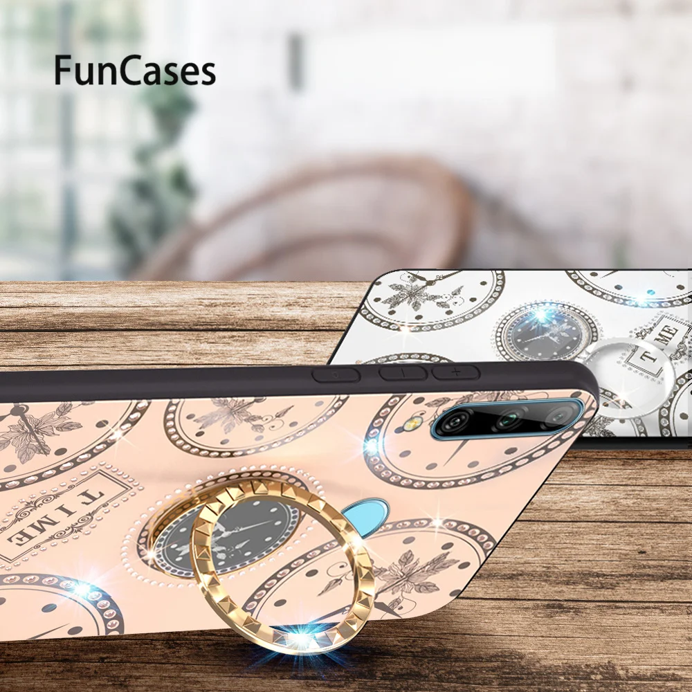 Sakura Emas TPU untuk Huawei Honor V30 Pro Ponsel Kasus Huawei P30 Lite Bermain 4T P40 Pro Plus 7C 7X P20 2019 4 3 Menikmati 8