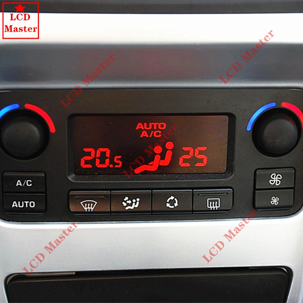 1pcs Car ACC Lcd Panel Module Display Monitors Pixel Repair Red background Air Conditioning Information Screen for Peugeot 207